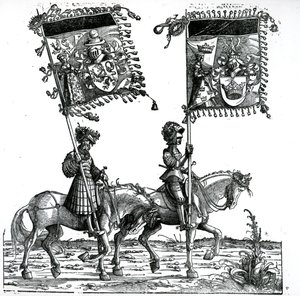Two Knights, from the Triumphal Procession of the Emperor Maximilian I, c.1517